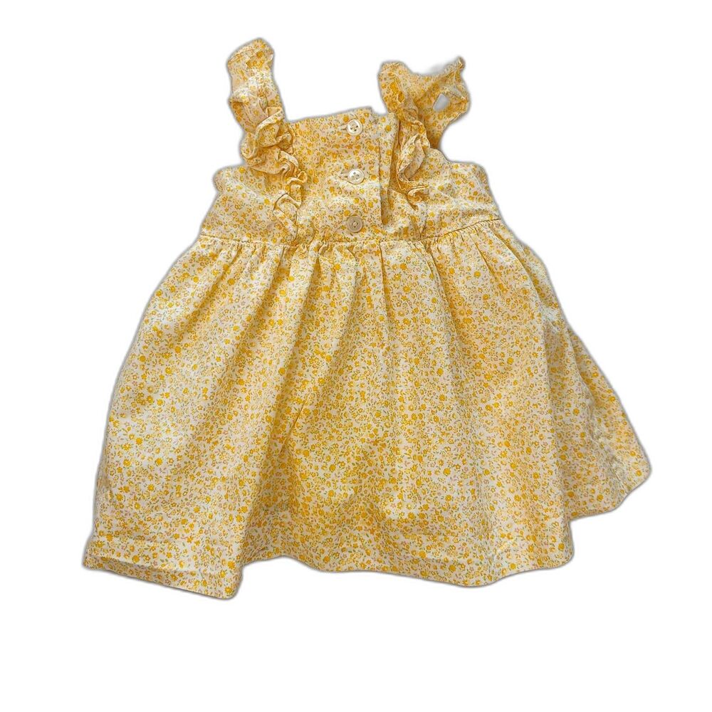 Ralph Lauren 100% Cotton Girls Ruffle Dress Yellow Floral size 3M